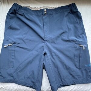 Reel Life Mens Blue Cargo Fishing Shorts Size Large Zip Pockets Stretch